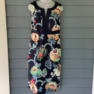 Boden Print Sleeveless Dress Navy Floral Sz 6L